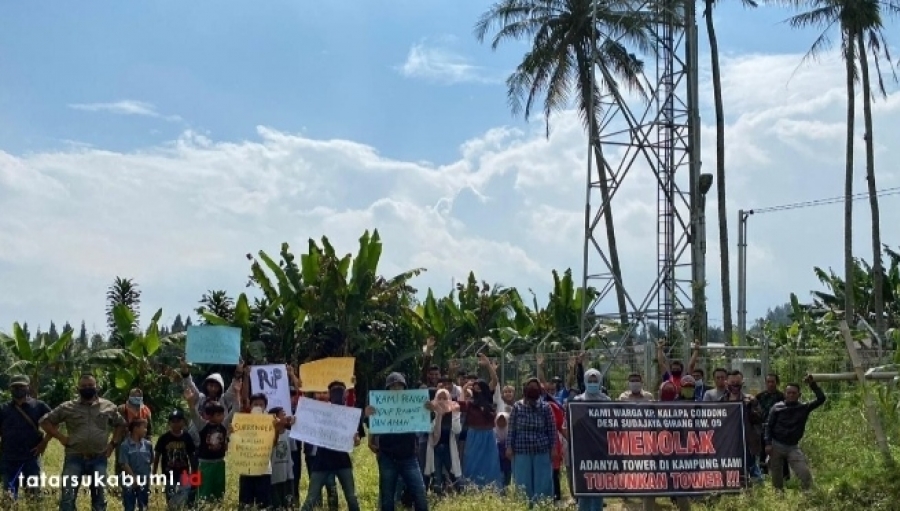 Warga Sudajayagirang Kecamatan Sukabumi Minta Tower Seluler di Bongkar