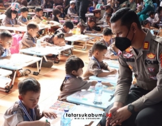 900 Pelajar Ikuti Lomba Menggambar dan Mewarnai Hari Lalu Lintas Bhayangkara ke-67 Polres Sukabumi Kota