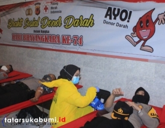 Donor Darah Polres Sukabumi Kota Sambut HUT Bhayangkara Polri ke-74