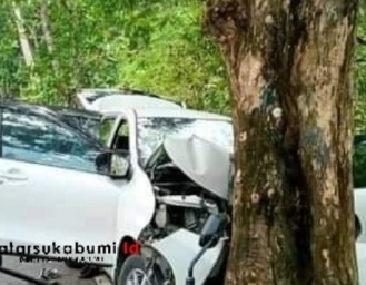 Kecelakaan Lalu Lintas Daihatsu Xenia Tabrak Pohon 
