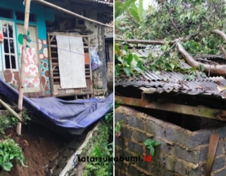 Hujan Pagi Tadi Berdampak Jalan Warga di Cicurug Terputus dan Rumah Tertimpa Pohon Tumbang di Parakansalak