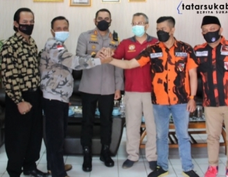 Polres Sukabumi Kota Inisiasi Pertemuan Pasca Bentrok Ormas Pemuda Pancasila dan BPPKB di Wilayah Perbatasan Cianjur Sukabumi