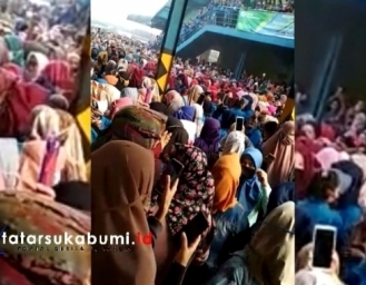 Ribuan Buruh di Parungkuda Sukabumi Demo THR