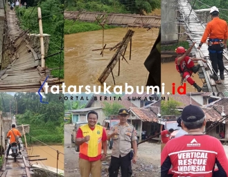 4 Kampung di Cibitung Sukabumi Sempat Terisolasi Akibat Jembatan Gantung Nyaris Terputus