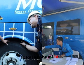 Polres Sukabumi Kota Dishub dan BNNK Sukabumi Rampchek Bus dan Tes Urine Awak Angkutan Umum Jelang Nataru